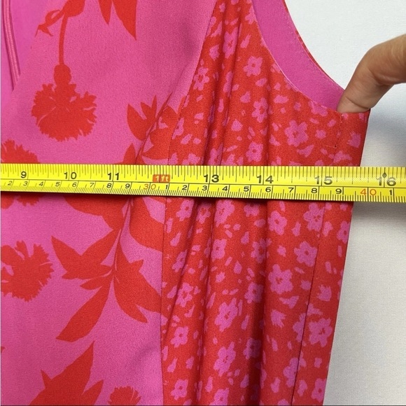 Sam Edelman Sz XS Dress Botanical Tiered Pink Coral Ruffle Midi Wedding Party EC - Picture 13 of 16